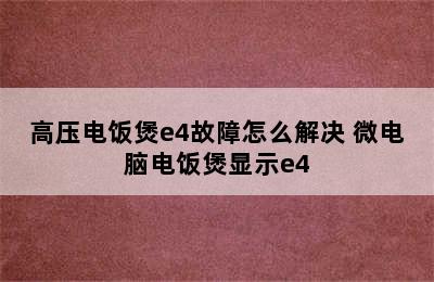 高压电饭煲e4故障怎么解决 微电脑电饭煲显示e4